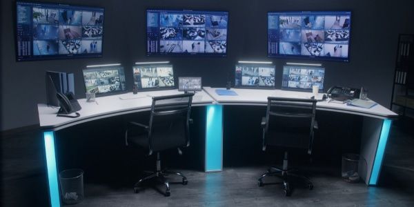central operation center of security cameras in casino
